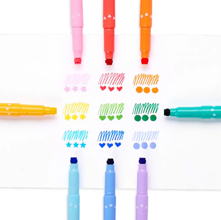 Confetti Stamp Double-Ended Markers | Set of 9