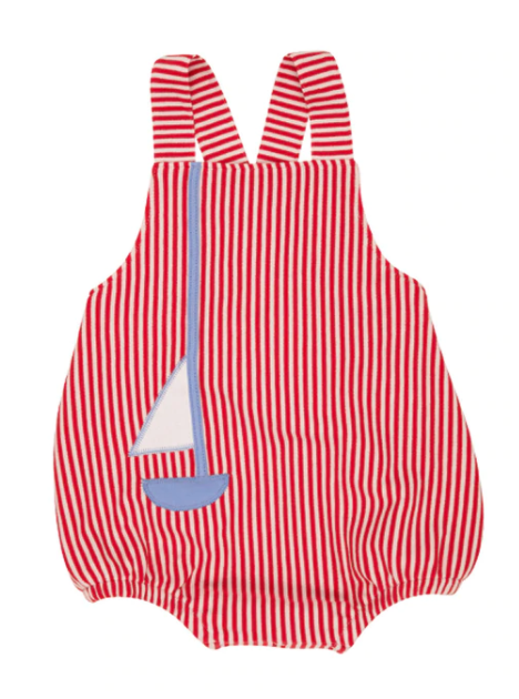Stillman Sunsuit Sailboat Applique | Richmmond Red Stripe