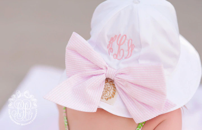 Pippa Petal Hat | Worth Avenue White | Pink Seersucker