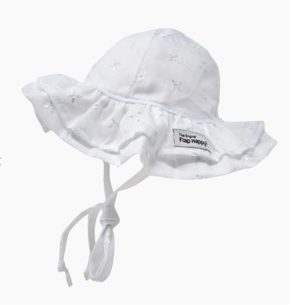 Double Ruffle Hat | White Eyelet
