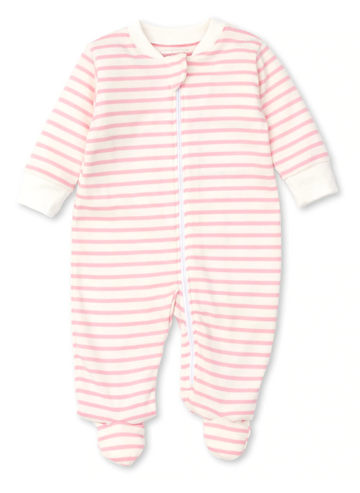 Kissy Love Basics Stripes Footie with Zipper | Pink