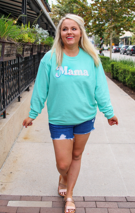 Mama Embroidered Corded Sweatshirt