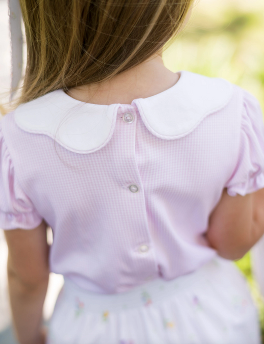 Scarlett Scallop Top | Mini Gingham