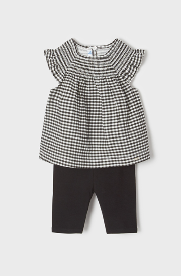 Black and White Gingham Shirt and Short Set | 1720