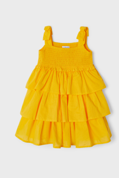 Ruffled Dress with Smocking | Yellow | 3933