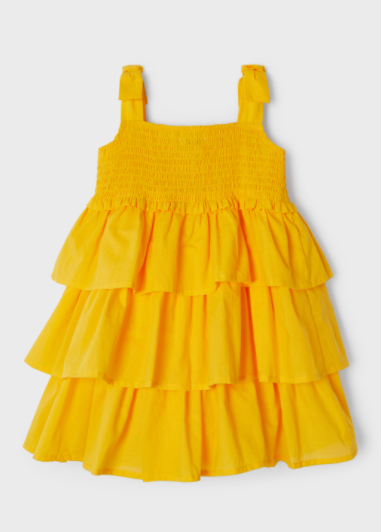 Ruffled Dress with Smocking | Yellow | 3933