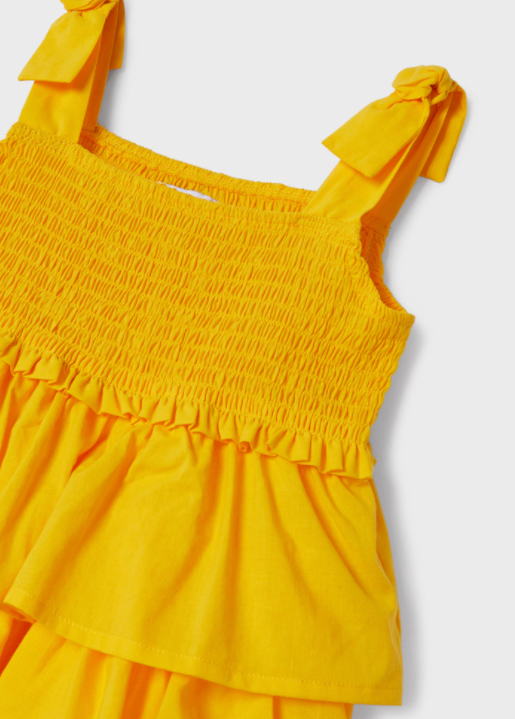 Ruffled Dress with Smocking | Yellow | 3933