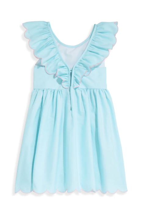 Sloane Scalloped Dress | Robins Egg Oxford  Babycakes Children's Boutique