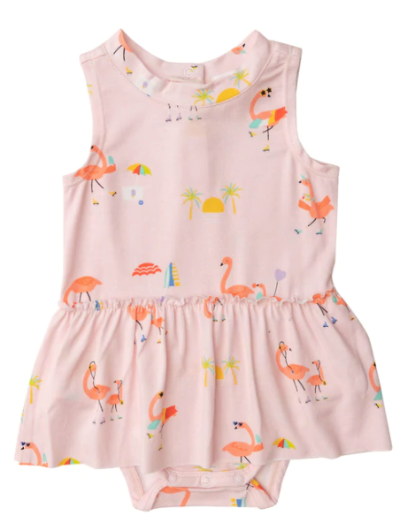 Bamboo Body Suit with Skirt | Boardwalk Flamingos