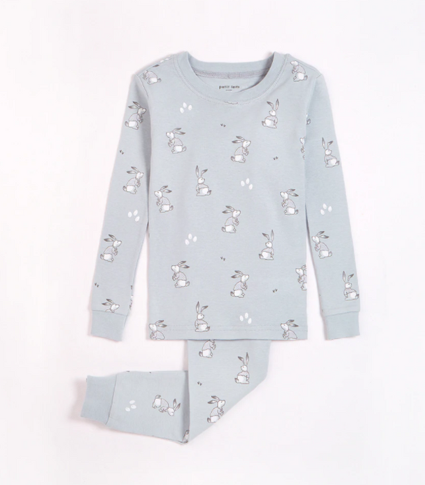 2 Piece PJ Set | Light Blue Bunny Print