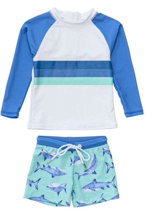 Minty Shark Long Sleeve Baby Set