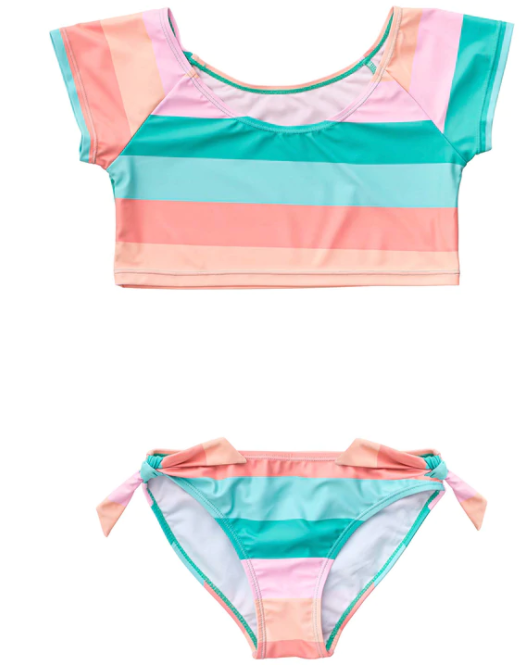 Sunset Stripe Crop Rash Top Set