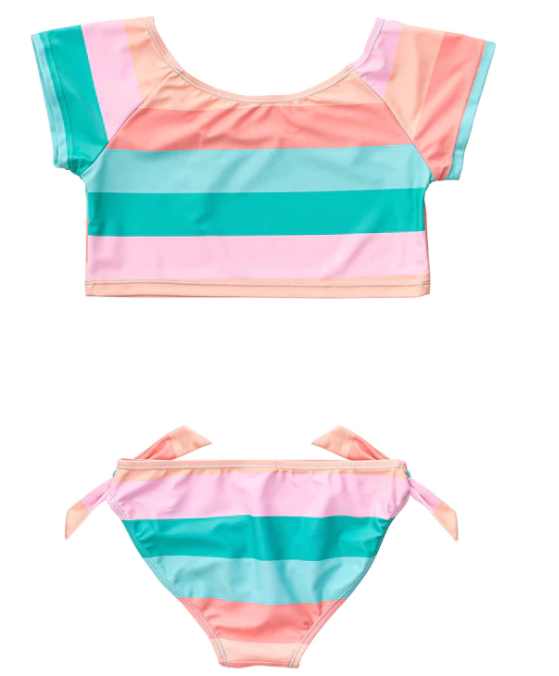 Sunset Stripe Crop Rash Top Set