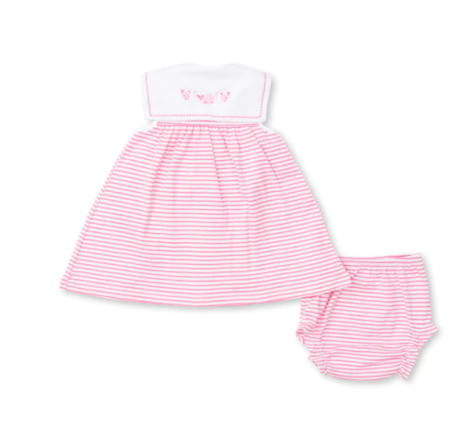 Whale Wish Fuchsia Stripe Dress Set