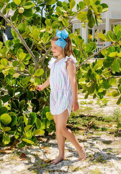 Marion Rose Romper | White Sand Watercolor