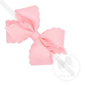 Small Eyelet Embossed Grosgrain Bow on Band | Light Pink
