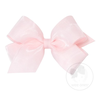 Medium Organza Overlay Bow | Powder Pink