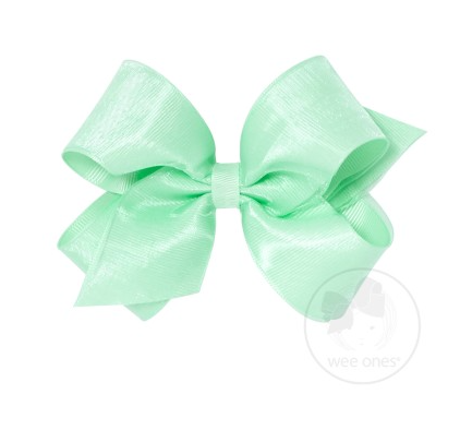 Medium Organza Overlay Bow | Pastel Green