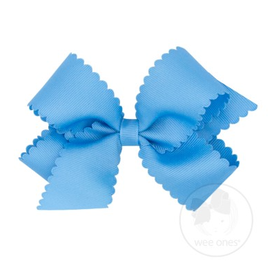 Medium Scallop Edge Grosgrain Bow | Copenhagen Blue