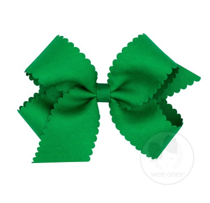 Medium Scalloped Edge Grosgrain Bow | Green