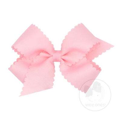 Medium Scalloped Edge Grosgrain Bow | Light Pink
