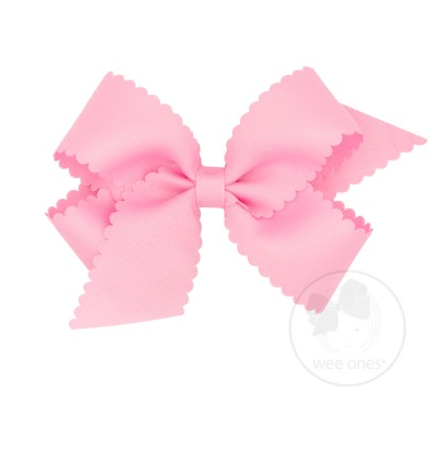 Medium Scalloped Edge Grosgrain Bow | Pearl Pink
