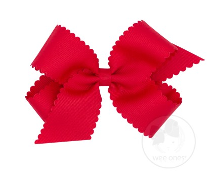 Medium Scalloped Edge Grosgrain Bow | Red