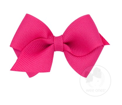 Wee Grosgrain Hair Bow | Shocking Pink