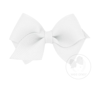 Wee Grosgrain Hair Bow | White