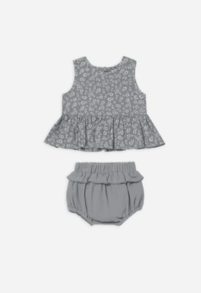Sleeveless Peplum Set | Indigo Flora