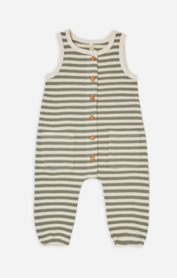 Waffle Sleeveless Jumpsuit | Spruce Stripe
