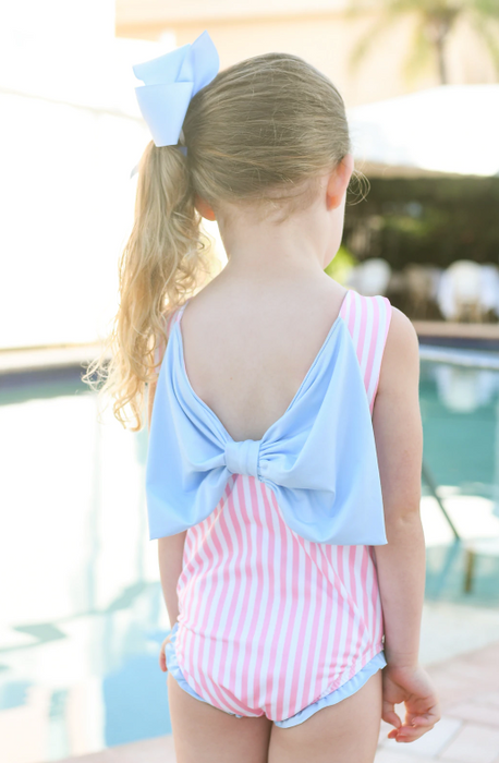 Lottie Little Girl Swim | Palm Beach Pink Stripe