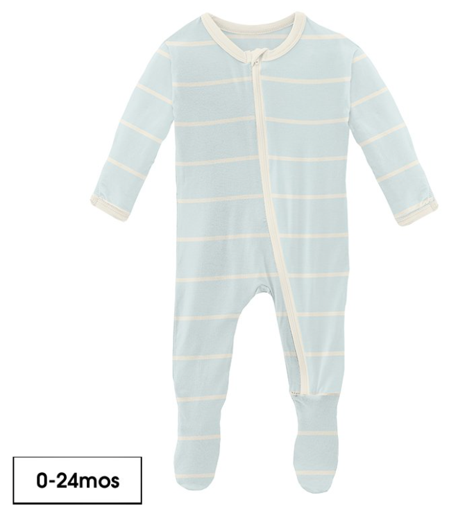 Printed Footie with Zipper | Fresh Air Road Trip Stripe
