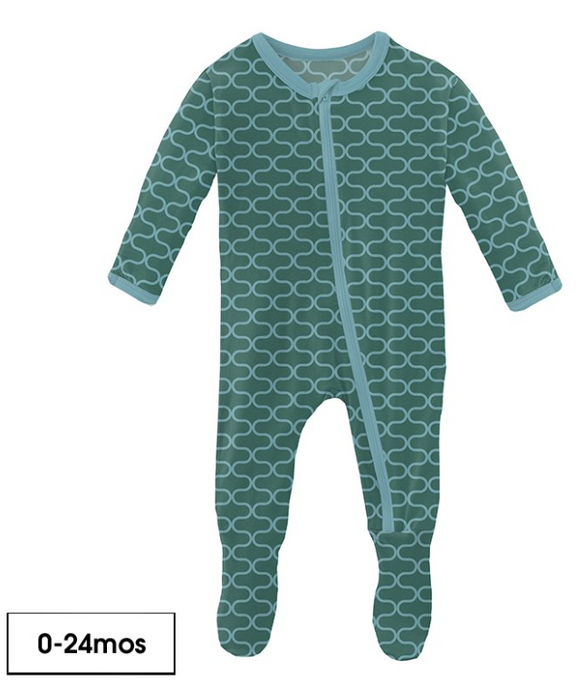 Printed Footie with Zipper | Ivy Lattice