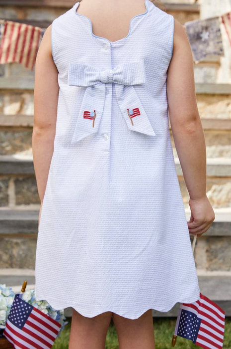 Embroidered Flag Bow Back Dress