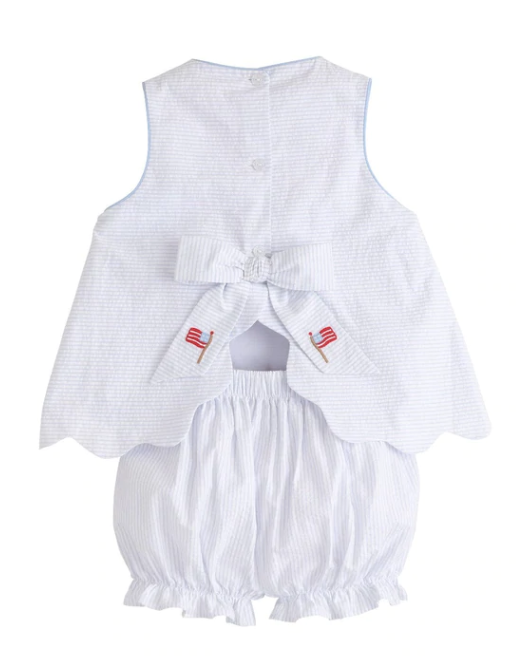 Embroidered Flag Bow Back Bloomer Set