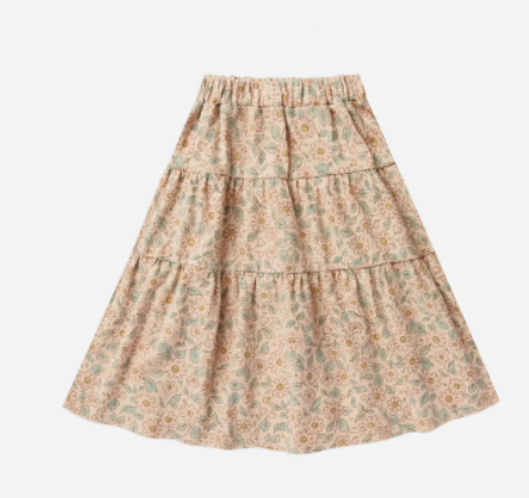 Floral Tiered Midi Skirt | Blush