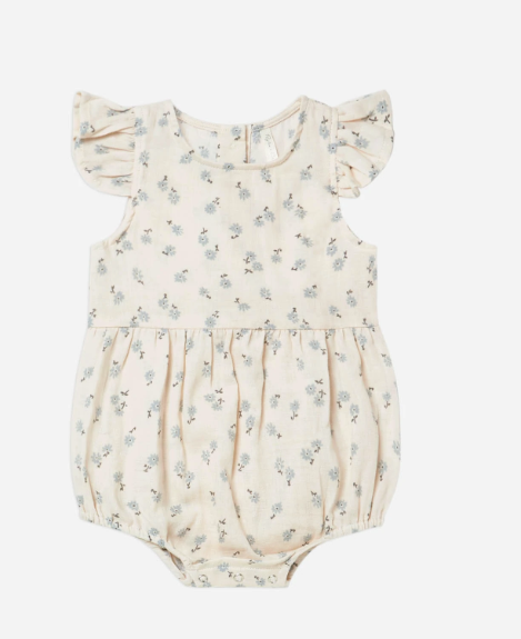 Amelia Romper | Blue Ditsy