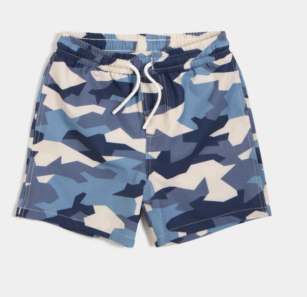 Camo Printed Dusty Blue Swim Shorts