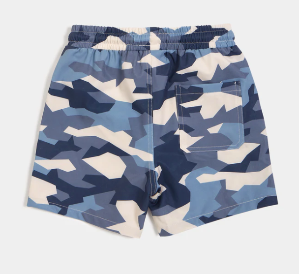 Camo Printed Dusty Blue Baby Swim Shorts