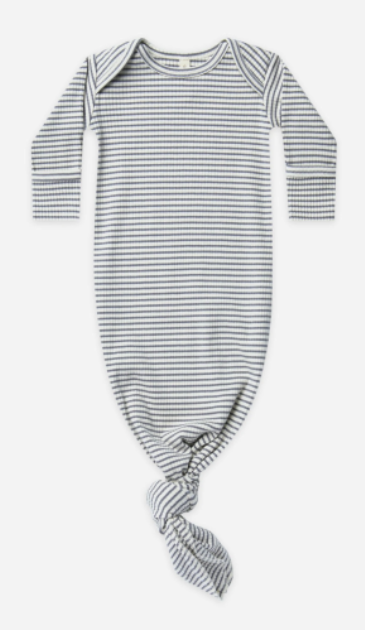 Knotted Baby Gown | Indigo Stripe