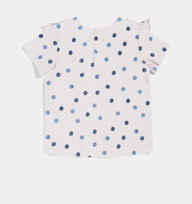 Lavender Polka Dot Ruffle Top