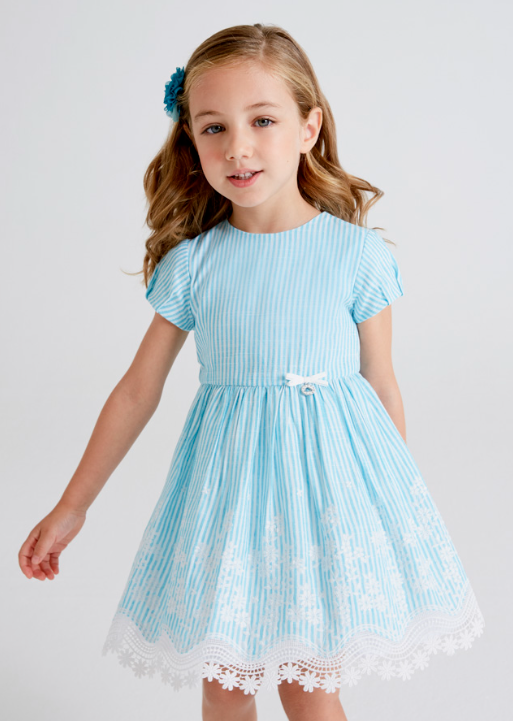 Aqua Stripe Linen Dress | 3914