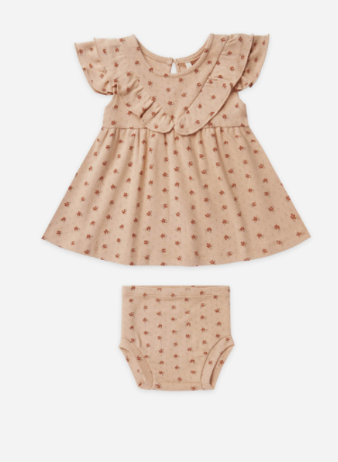 Pointelle Ruffle Dress Set | Blush Ditsy