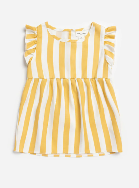 Yellow Stripe Ruffle Top