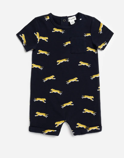 Wild Cats Printed Navy Romper