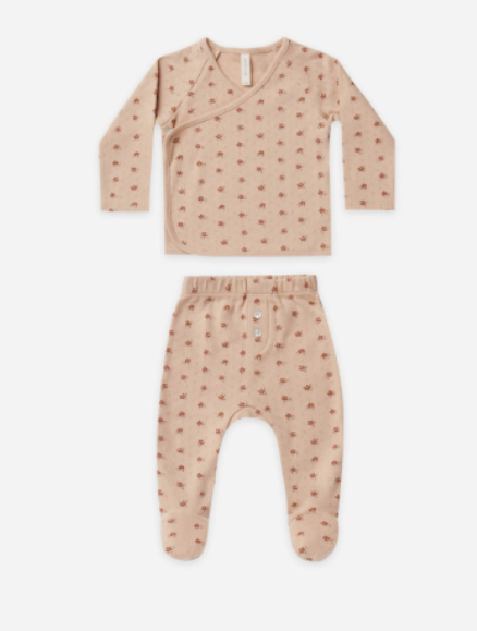 Pointelle Wrap Top and Pant Set | Blush Ditsy