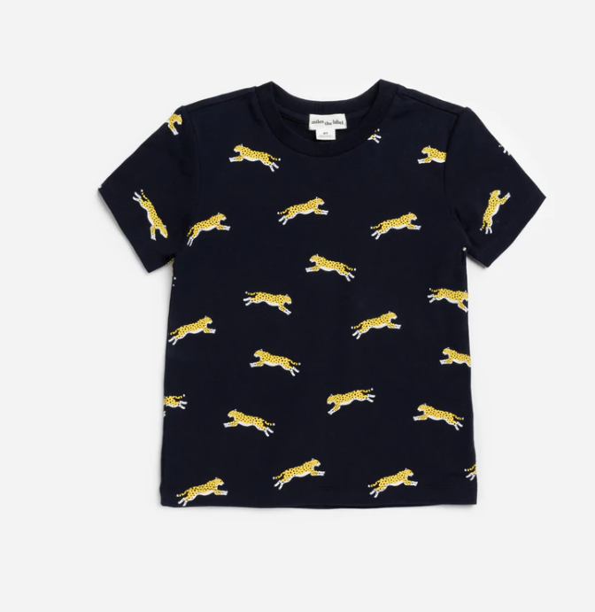 Wild Cats Print Navy T-Shirt