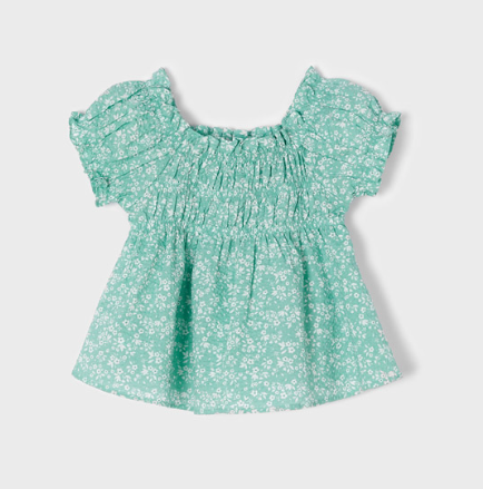 Floral Smocked Jade Top | 3129