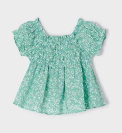 Floral Smocked Jade Top | 3129